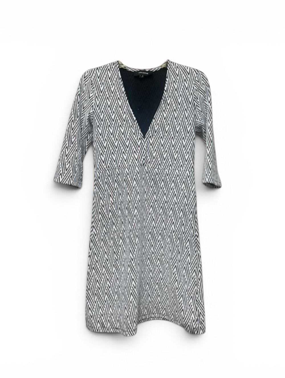 Vida Black And White Geometric Zig Zag Print Dress Size Small Contemporary Urban